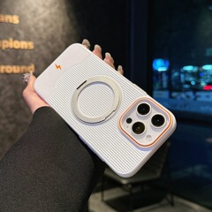 Iphone16 promax段ボール柄フロスト支点殻リンゴ15マグネット回転スタンド保護カバー13