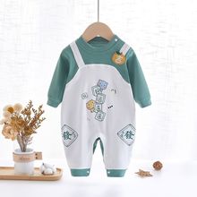 婴儿衣服春装长袖连体衣宝宝春秋季新款爬服新生儿满月服棉哈衣