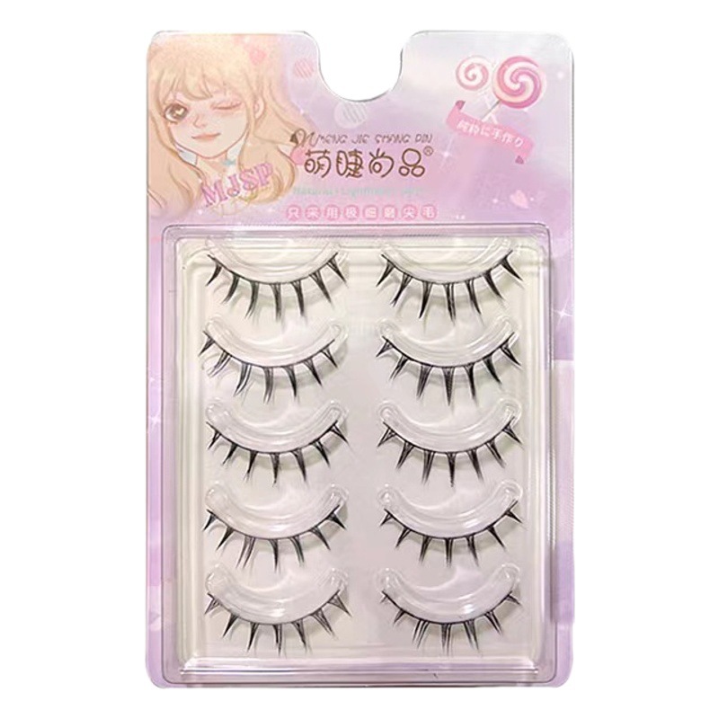 Pestaña Linda moda dibujos animados muñeca Barbie pestañas luz europea y americana delgada negro tallo pestañas postizas natural grueso espejo superior