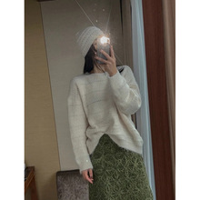 韩国官网正品代购2025年秋冬款甜美时尚镂空针织帽子+针织衫套装