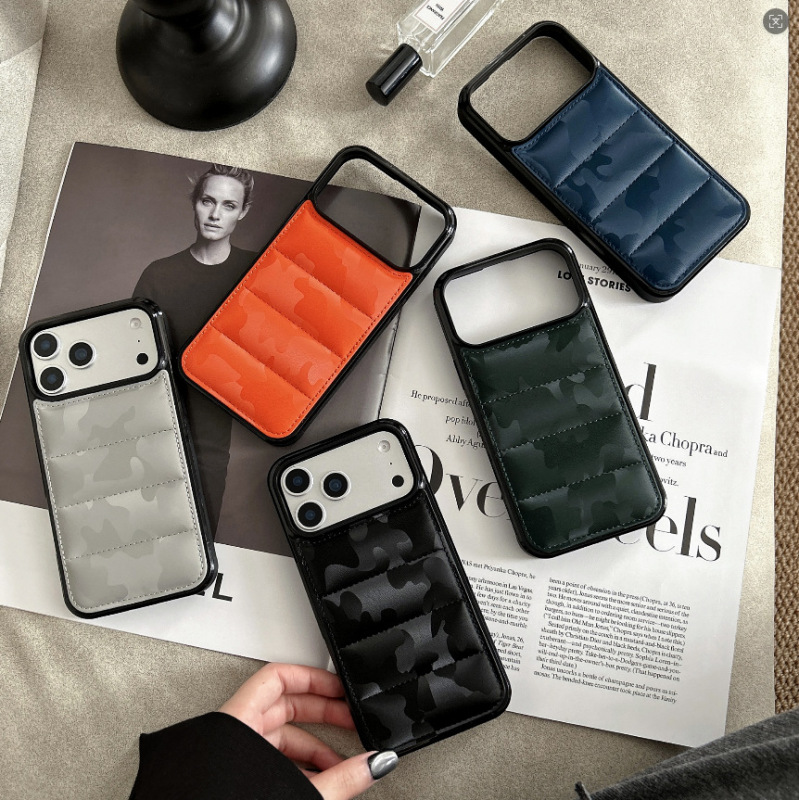[Solid Color] Large Hole 3D Camouflage Cotton Filled down Jacket Phone Case