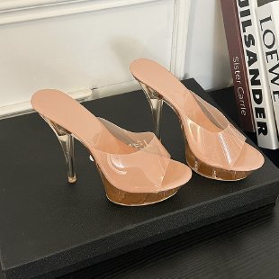 Sandalias de Tacón Alto con Plataforma, Tacón Fino, Puntera Redonda, Tejido y Suela de Caucho, para Verano image 5