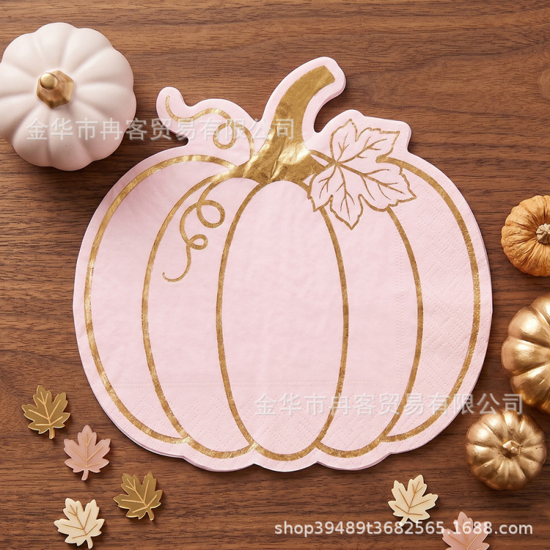 Pumpkin paper napkins, pink pumpkin disposable napkins for autumn harvest festival, Halloween decoration, party supplies