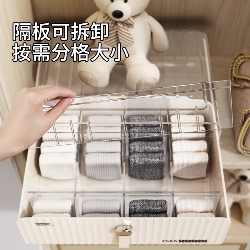 下着収納ボックス、靴下、家庭用引き出し型コンパートメント加工品、下着寮スリーインワン整理ボックス|undefined