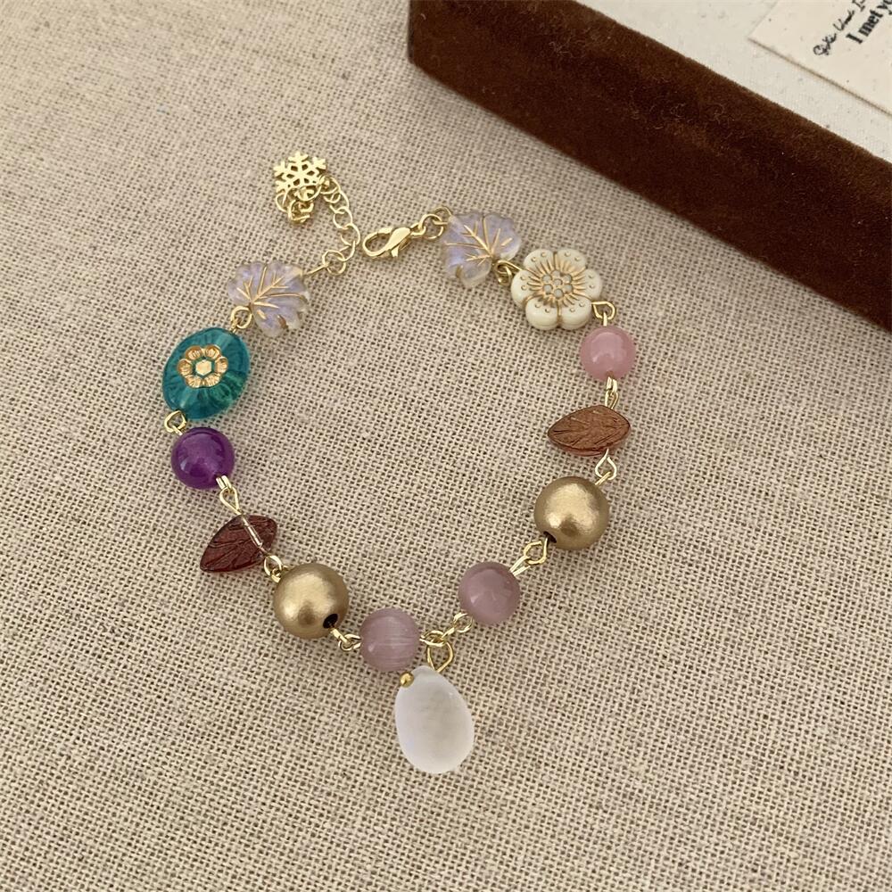 All Seasons Season IG Style Sweet Leaf Flower Acrylic Alloy Resin Lobster Trigger Clasp Closure Chain & Link Bracelets Wholesale