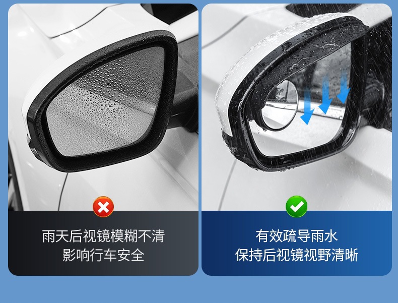 Car rearview mirror rain visor two-in-one small round mirror rain shield reversing aid blind spot car multifunctional auxiliary mirror
