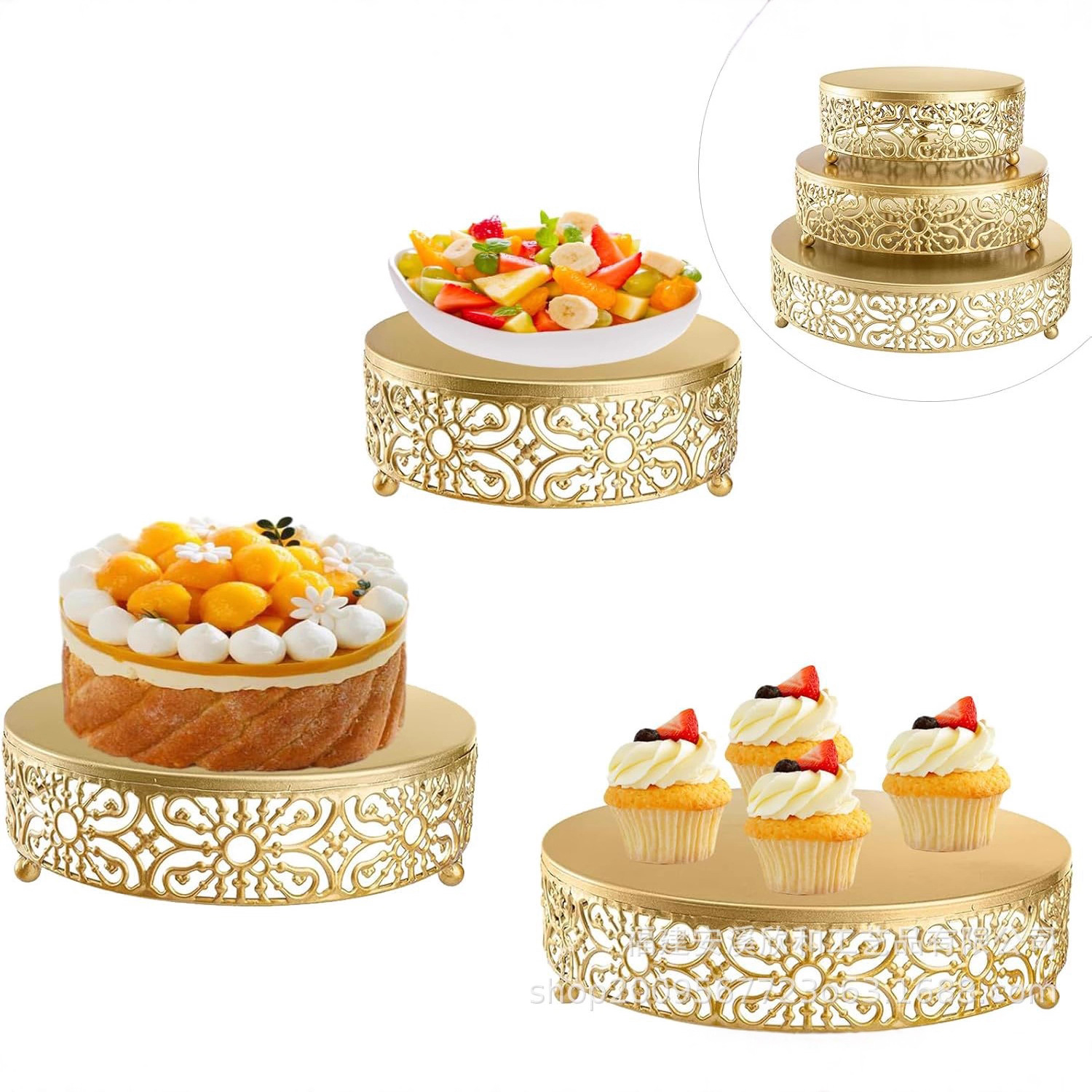 Transfronterizos redondos estantes de pastel de metal dulces dulces dulces dulces placas de exhibición eventos de boda fiesta de cumpleaños