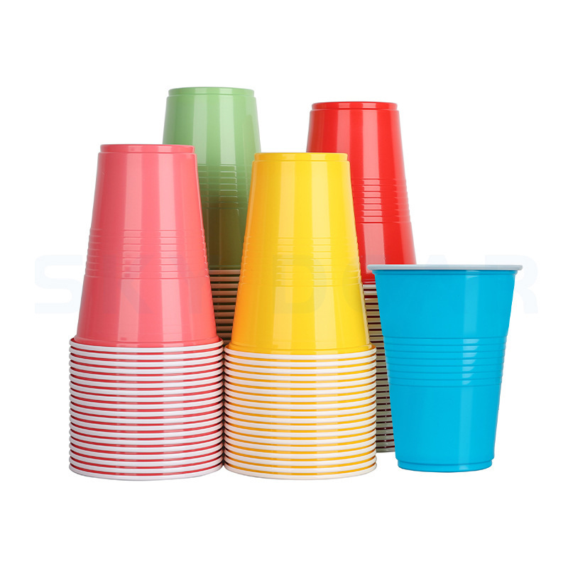 16盎司一次性塑料杯PP双色乒乓球杯派对啤酒游戏solo杯时尚party