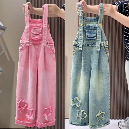 Girls' Denim Overalls Set: Stylish Spring/Fall & Summer Wear, Loose Fit, Perfect for Trendy Older Kids