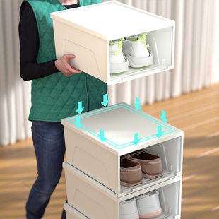 Kiyano's wooden flip shoe cabinet storage box shoe rack province spatial transparent style large and small shoe frame plastic shoe box
