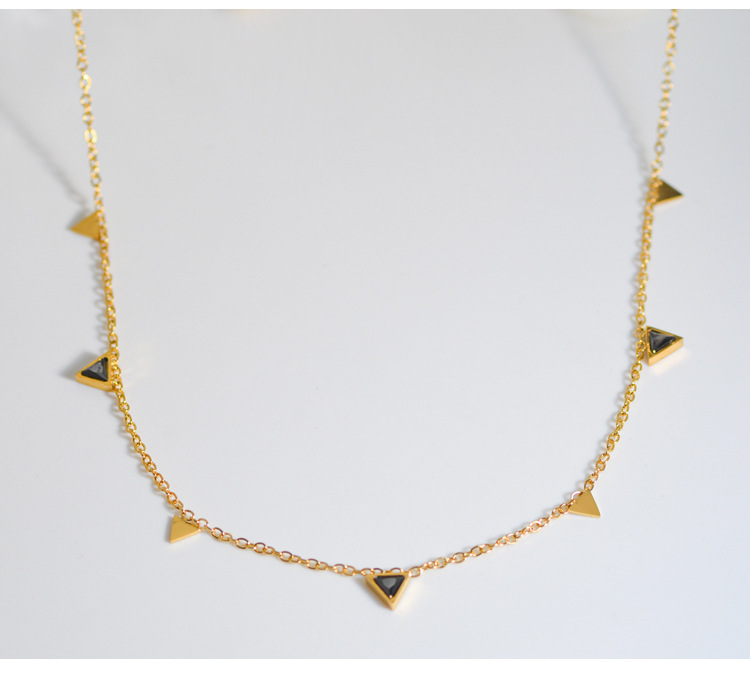 Simple Triangle Zircon Necklace Stainless Steel Fragment Necklace_colorza_4