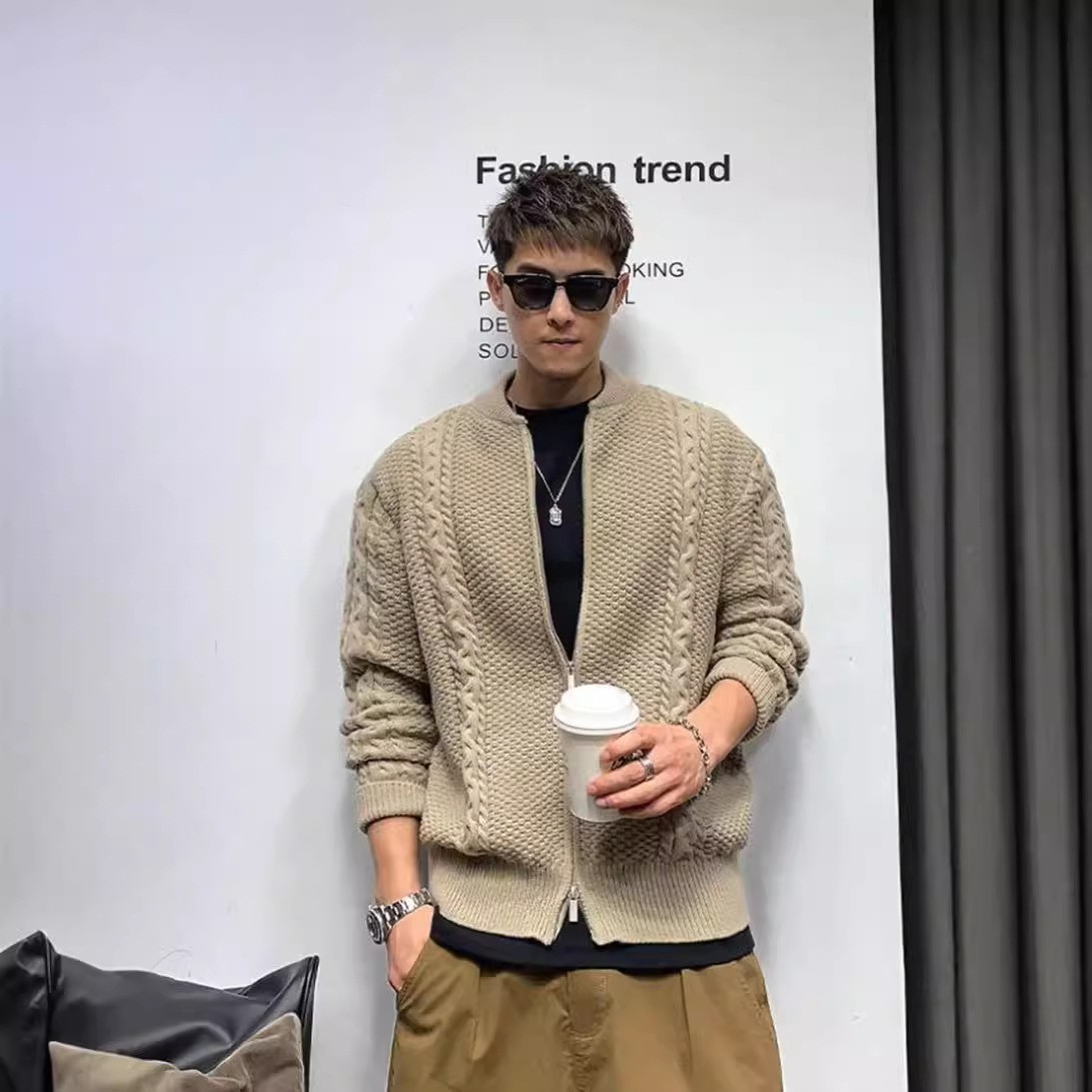 Otoño e invierno suéter grueso para hombres tendencia coreana suéter de punto japonés suelto invierno ins estilo Hong Kong abrigo de suéter perezoso
