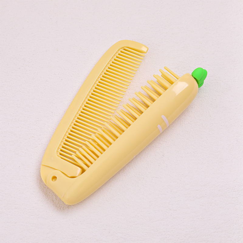 Pequeña niña estudiante cabello largo portátil recto doble uso peine de niños lindos peines plegables de zanahoria nuevo
