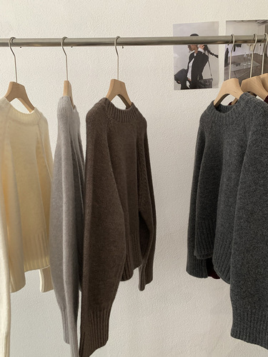Omalai raglan sleeves sweater, shoulder sweater, autumn new pure color soft waxy long-sleeved shirt, wholesale 4910