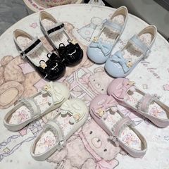 オリジナル新作ベアミルクフー小ローヒールラウンドトゥロリータデイリー学生風