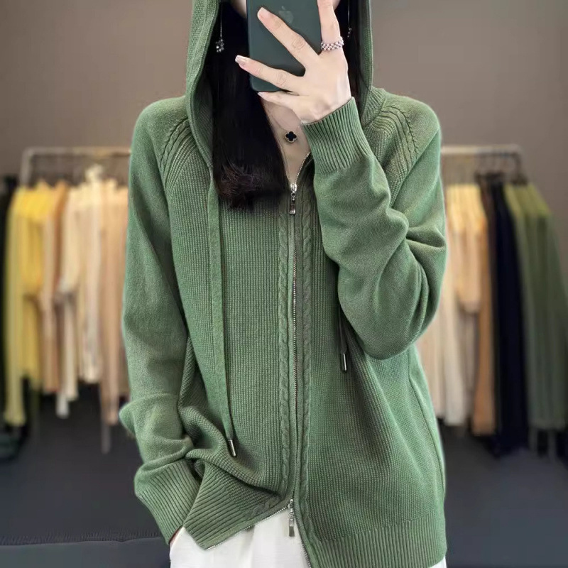 Autumn and Winter New Casual Hooded Long-sleeved Cardigan Women's Loose Short Coat Sweater Comfortable Soft All-match Warm Hoodie