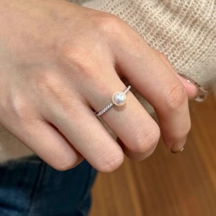 Natural Freshwater Pearl Ring 6-7mm Perfect Round Flawless Aurora Sterling Silver Ring Exquisite Women's Ring Bracelet