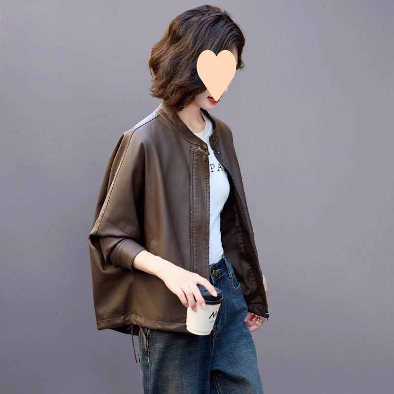 美拉德皮衣外套女2025新款春秋短款宽松休闲复古皮机车夹克上衣|undefined