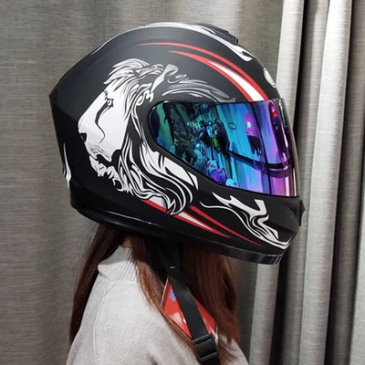 Electric Safety Helmets, Gray, 3C Certified, Motosiklet kaskı (dəbilqə) - lion-with-colorful-lenses-m