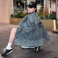 美式复古满印牛仔外套秋季2025新款百搭ins街头个性休闲夹克外套