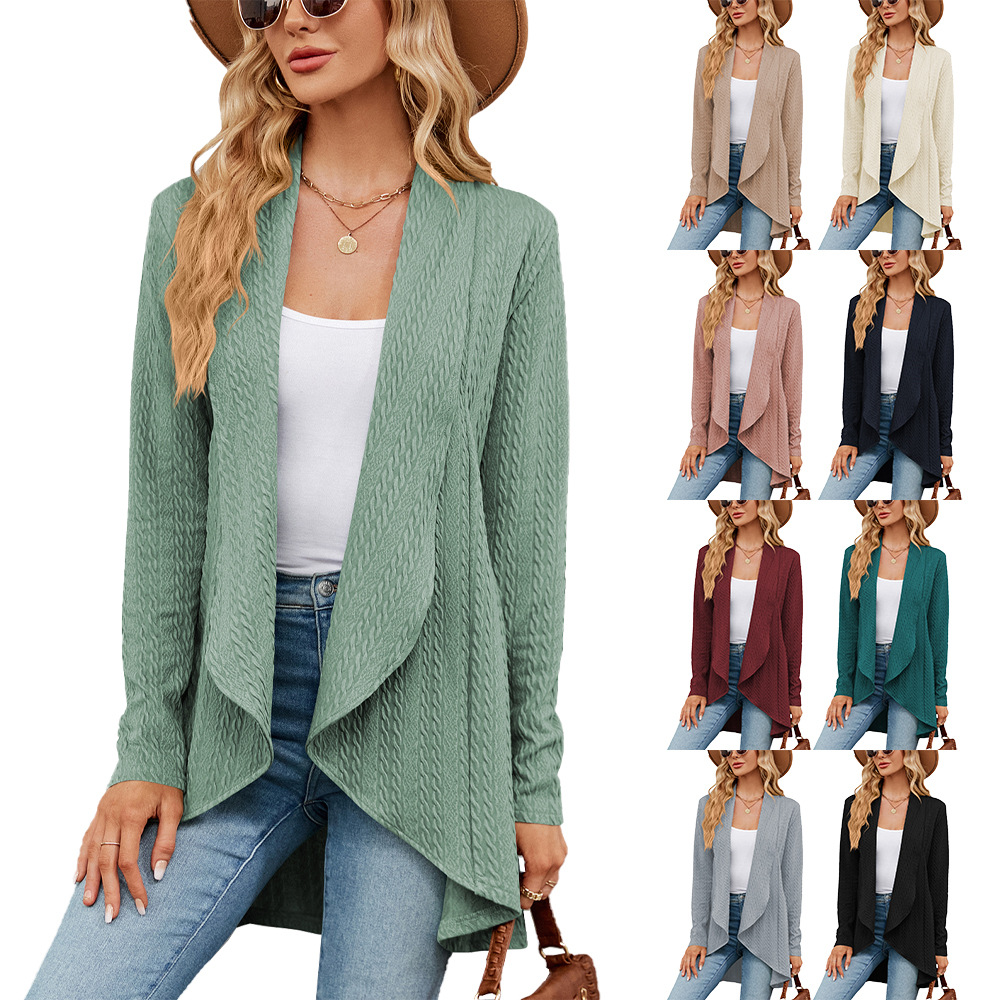 Amazon 2023 Europe and the United States cross-border foreign trade autumn and winter New long sleeve solid color loose cardigan top women's knitted coat