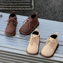 2025秋防滑马丁靴韩版磨砂反绒面宝宝帅气皮靴百搭纯色男女孩童鞋