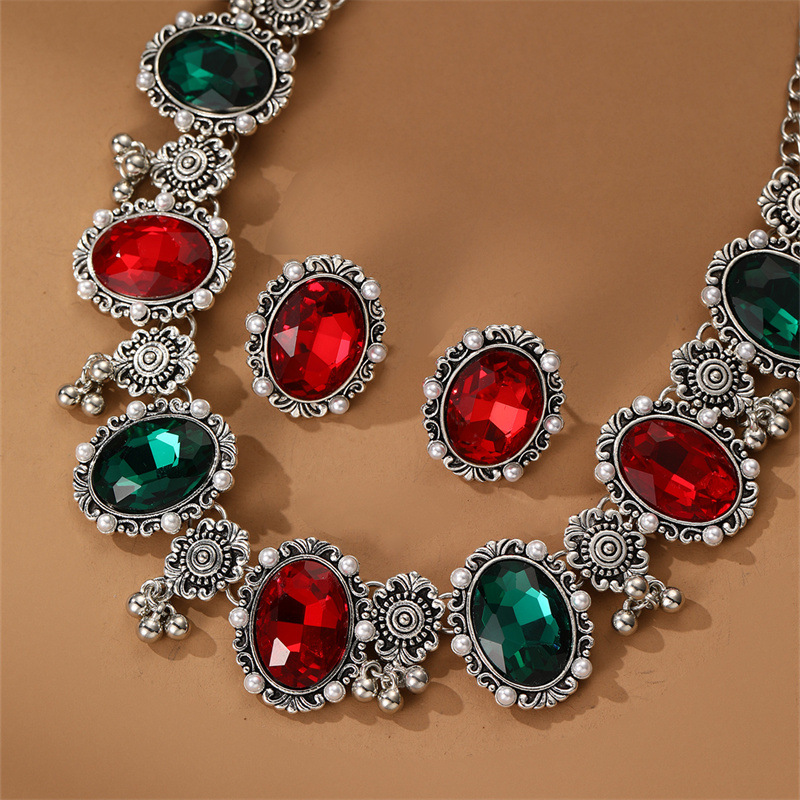 Designer Ethnic Jewelry Set With Red Gemstones For Women_voghion.com