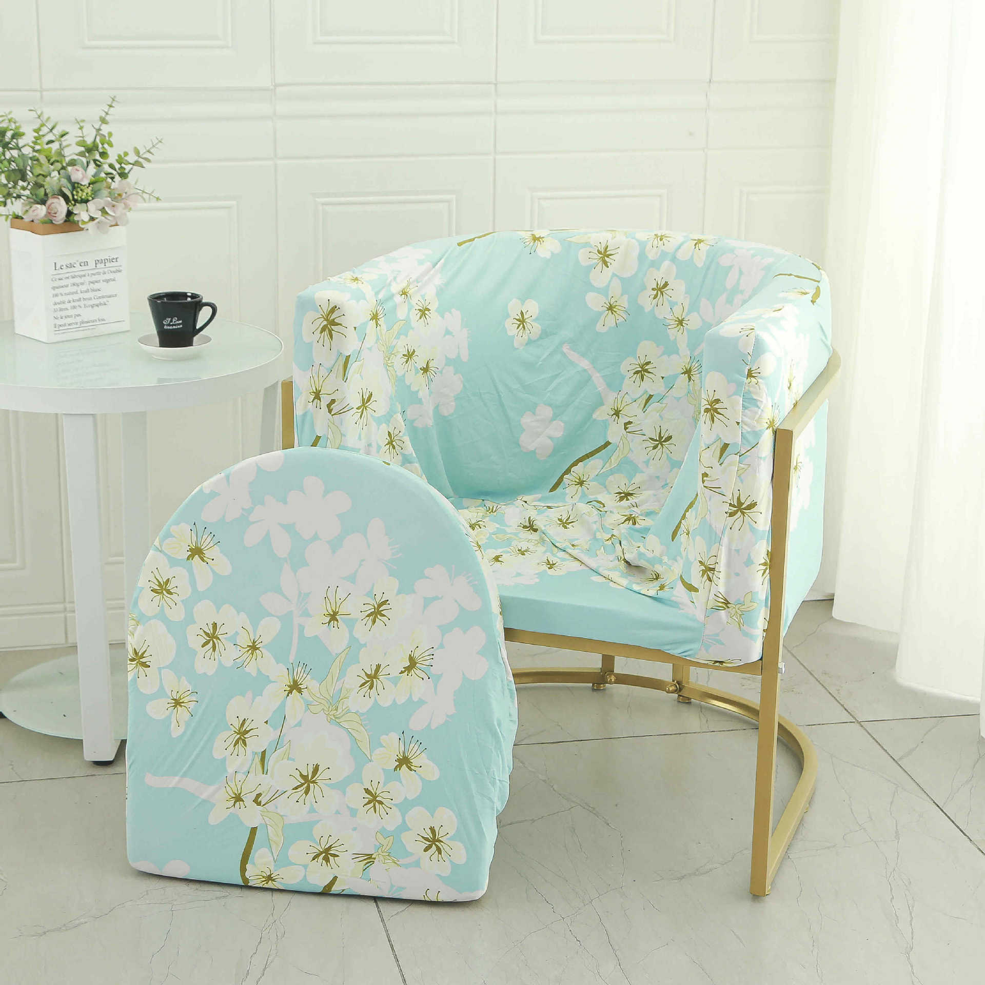 Cubierta de la silla de la mesa de comedor curva universal elástica 2024 nueva funda de la silla de uñas, respaldo, funda de sofá pequeña para el hogar