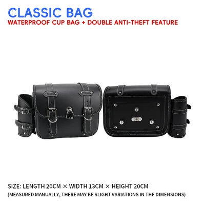 anti-fall bumpers, foldable backrest, rear | Motorcycle bumper - a-pair-of-classic-quick-release-leather-side-bags-with-anti-theft-lock-cup-holder
