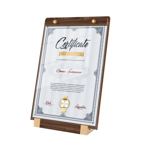 Walnut desk card creative business license frame authorization certificate display board desktop display stand acrylic desk sign