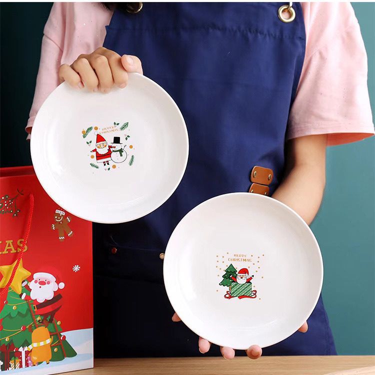 Cerámica de Navidad regalos platos de cerámica creativos conjuntos de platos de cerámica regalos de impresión de logotipo bol
