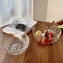 明金边水晶玻璃碗ins家用高颜值盆碗器皿水果盘蔬菜沙拉碗餐具