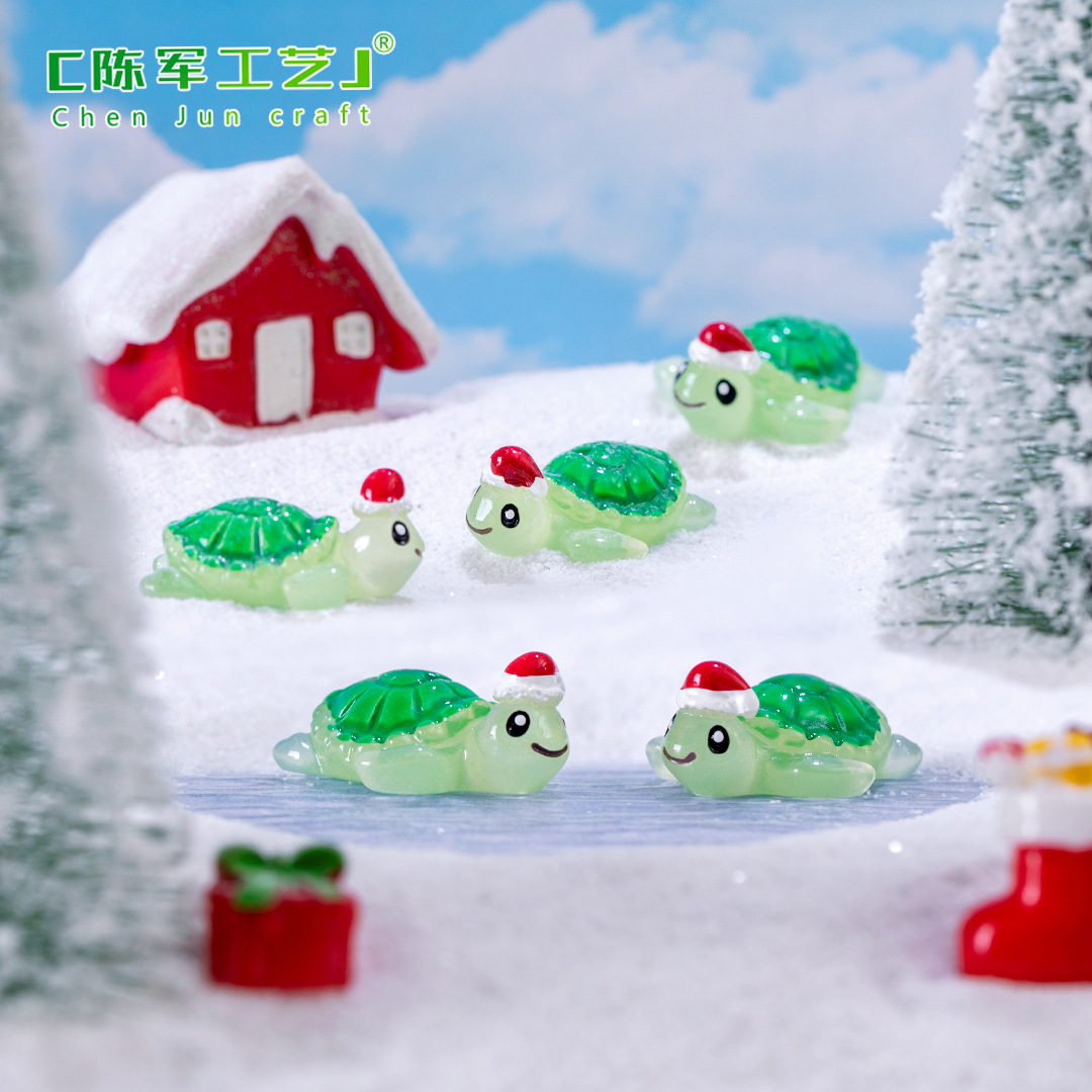 Rùa Noel mini, tiểu cảnh tuyết DIY, trang trí Giáng Sinh bàn làm việc đáng yêu (z-CJ-1051)