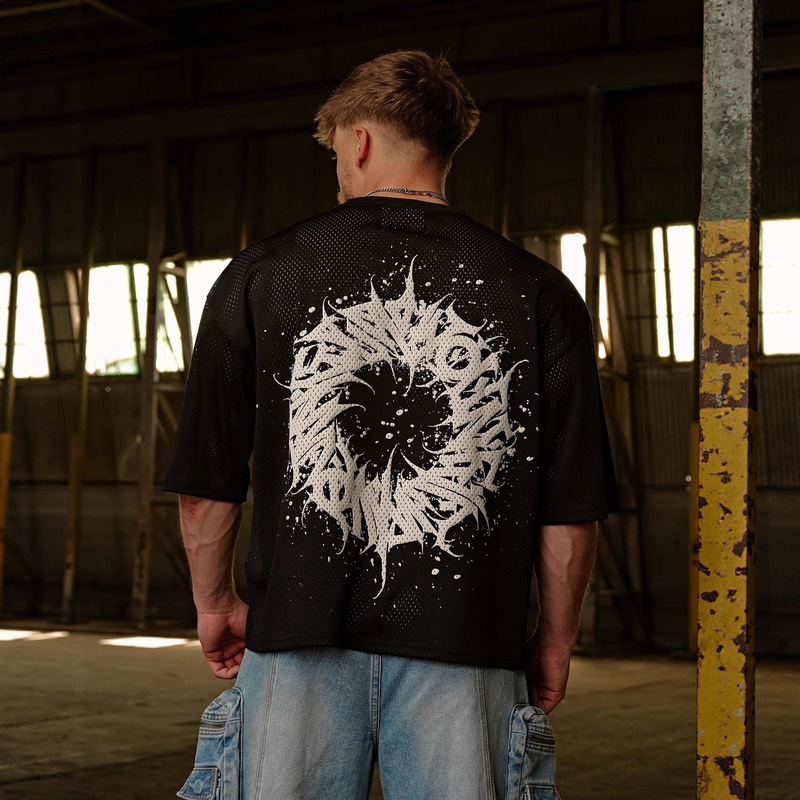 Youngla New Men's T-Shirt Jogger Muscle Sports Fitness Quick-Drying Breathable Printed Casual Trend Short Sleeve