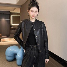 海宁皮衣短款春秋女士外套休闲新款复古小个子皮夹克