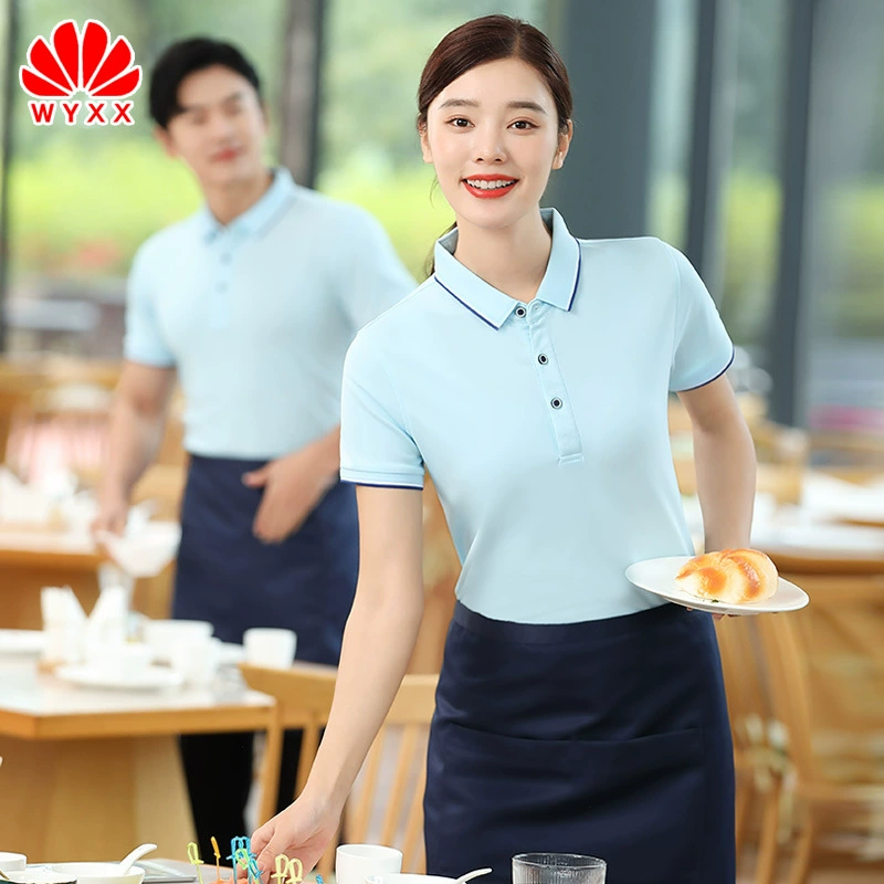 Летняя рабочая одежда официанта Кейтеринг чай с молоком горячий горшок Ресторан Супермаркет Ресторан Мужская и Женская рабочая одежда футболка с коротким рукавом униформа