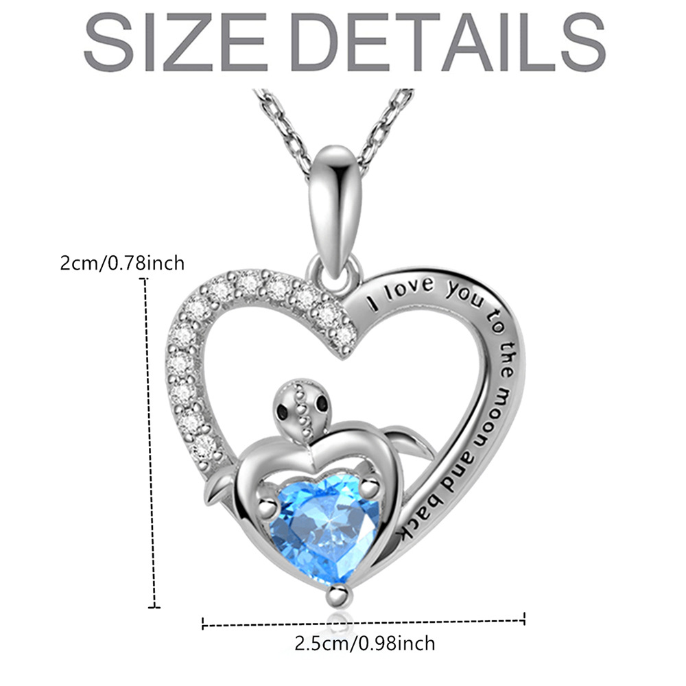 Collana con ciondolo tartaruga in cristallo blu a forma di cuore, alla moda e versatile, per donna_voghion.com