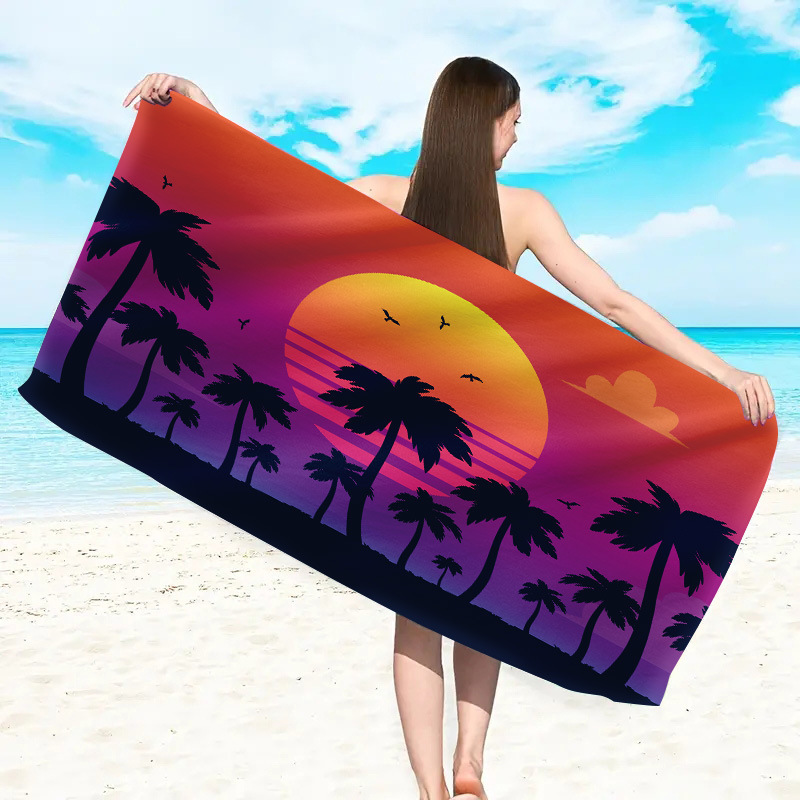 Amazon popular microfiber printed beach towel cool travel fitness pool towel coconut tree Beach