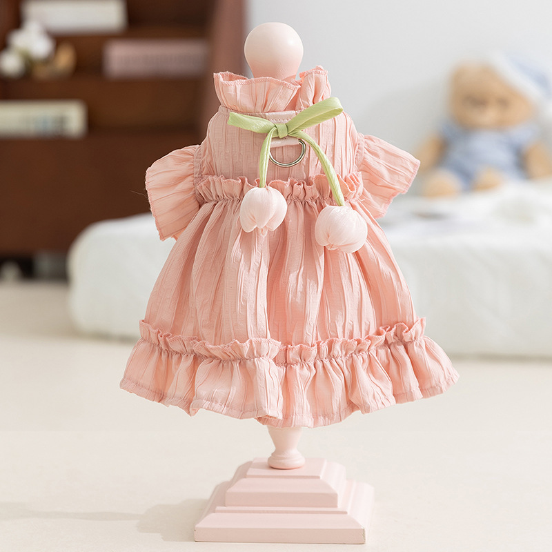 Gato primavera y verano gato pequeño gato sin pelo primavera tulipan vestido de princesa doblado vestido de perro vestido de mascota