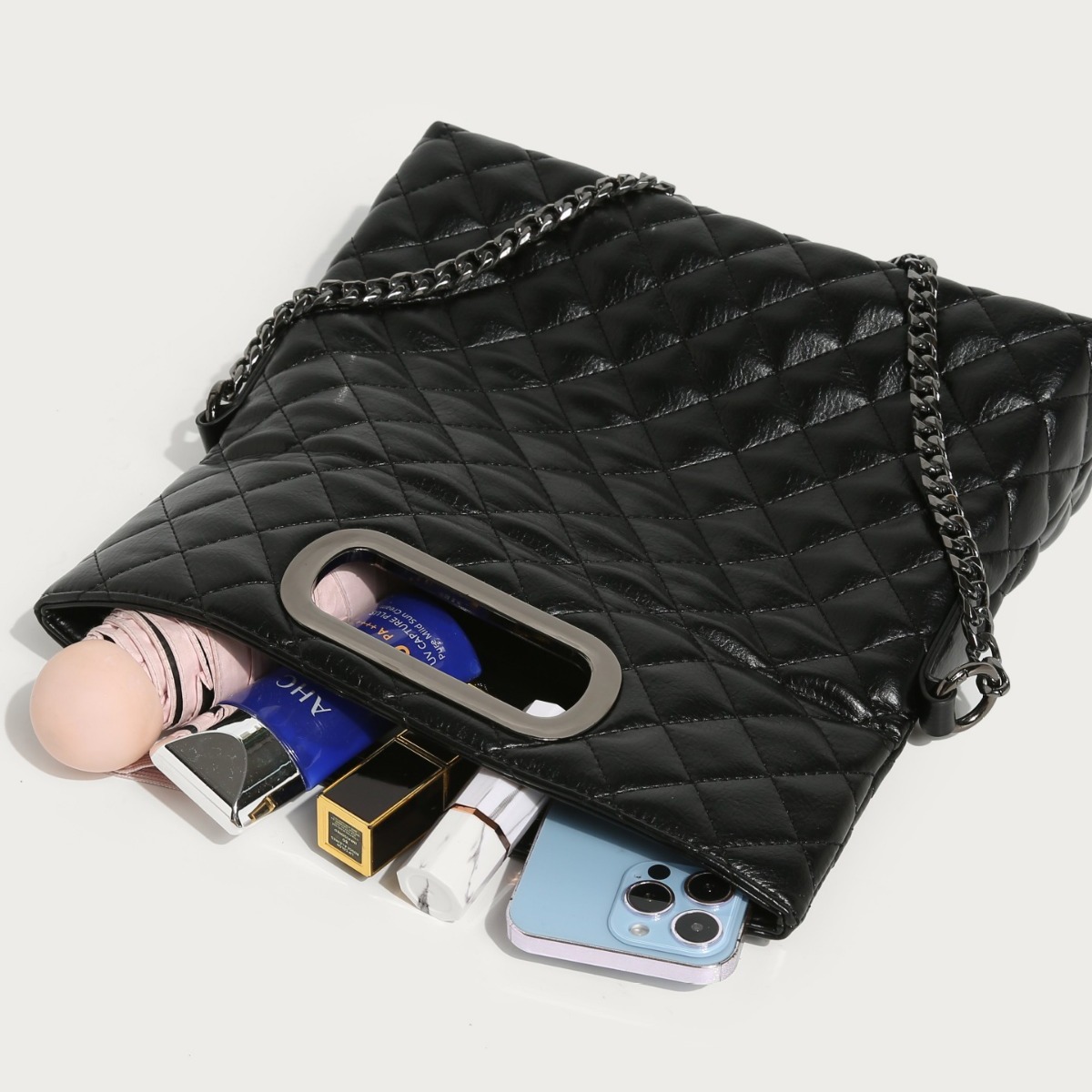 Heißer Verkauf mit High-End-Textur, klassischer Diamantgitter-Klapp-Quadrat-Schnallenkette, Einzel-Schulter-Handtasche, Umhängetasche_voghion.com