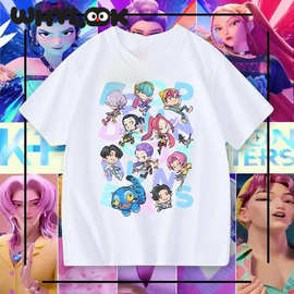 韩流KPOP猎魔女团Hunters卡通印花亲子装鲁米米拉佐依童装短袖T恤