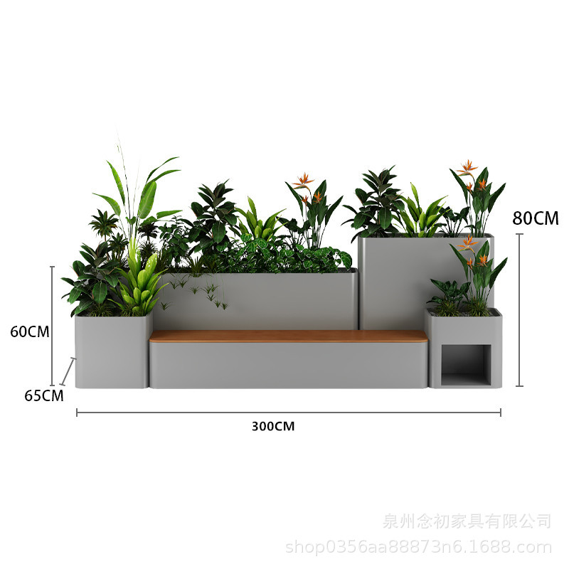 戸外鉄芸花箱組合せ販売部商店街は緑化花壇カフェ街のステンレス花溝を遮断している