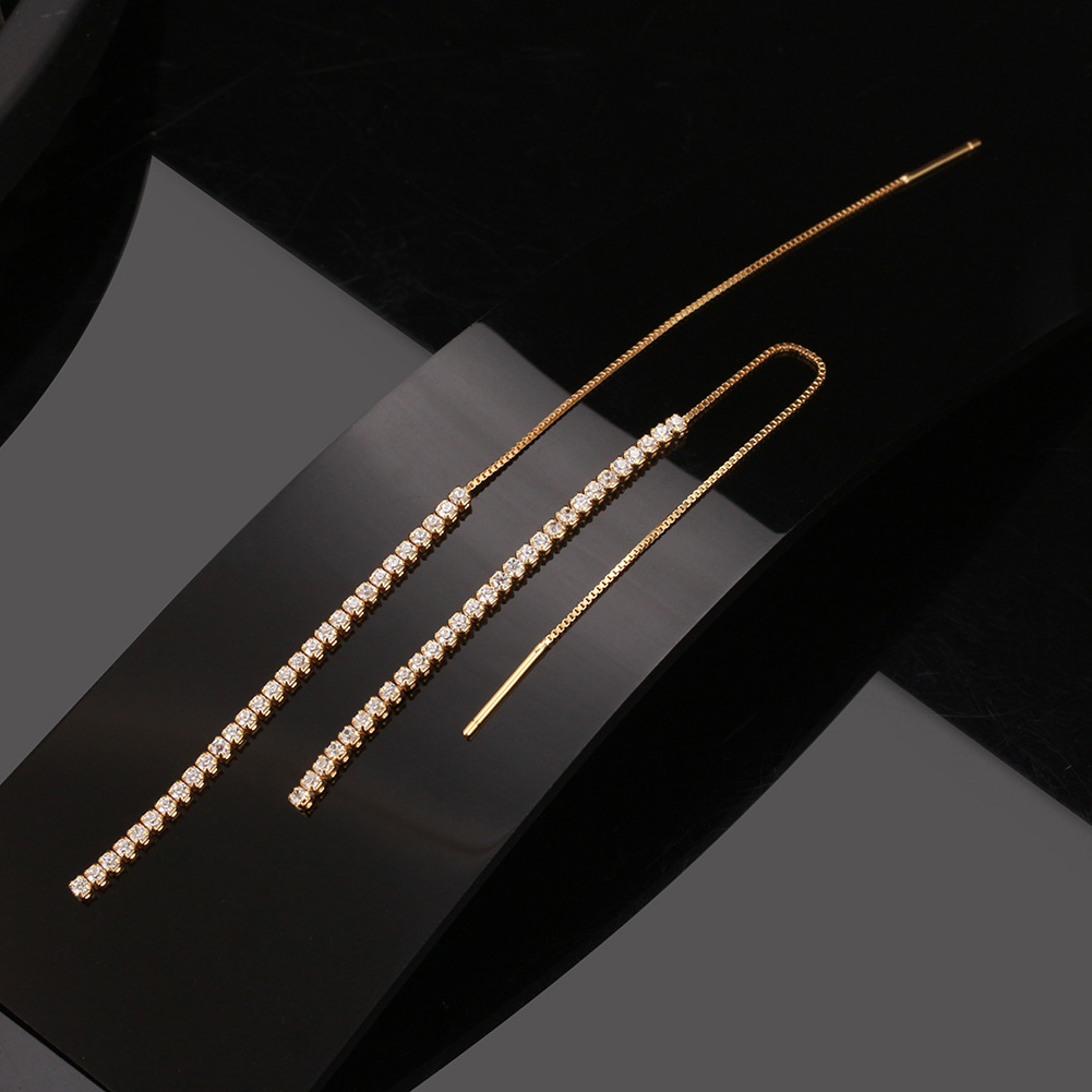 Zircon Inlay Material Ear line Classification 1 Pair Quantity 1 Pair 925 Sterling Silver Zircon Geometric Ear Line