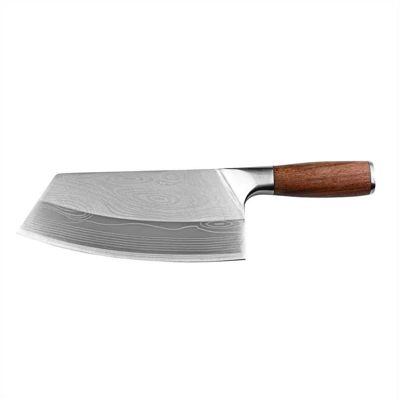 Cuchillo de corte de acero inoxidable con mango de madera de flores de billy, cuchillo de corte de corte de patrón de Damasco, cuchillo de corte de huesos afilado de cocina doméstica