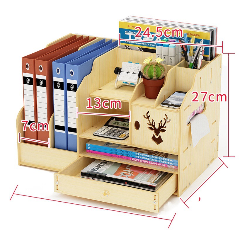 Gran estante de almacenamiento de escritorio de madera creativo DIY escritorio Oficina caja de almacenamiento Estilo nórdico