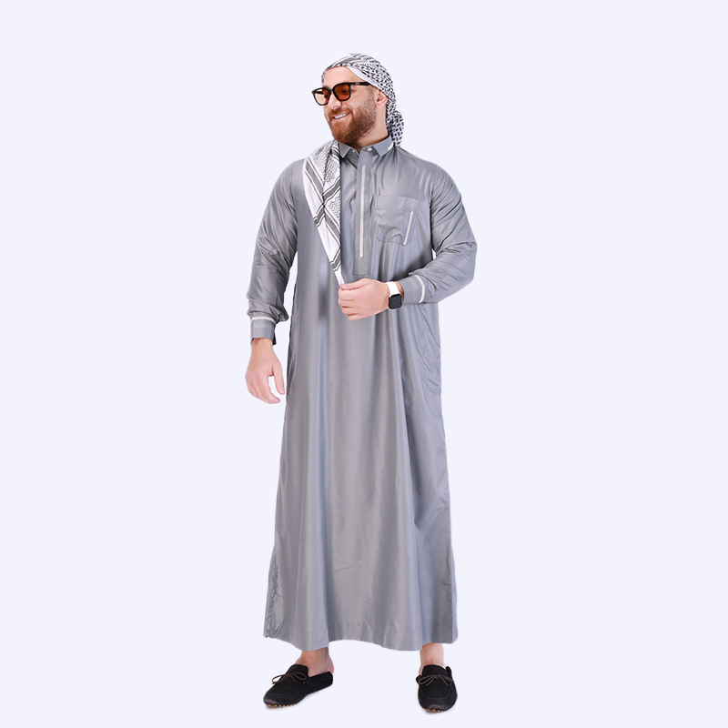 Men's moslem New style long sleeve Arabic robe men's robe wholesale wholesale Muslim men's ethnic long dress_voghion.com