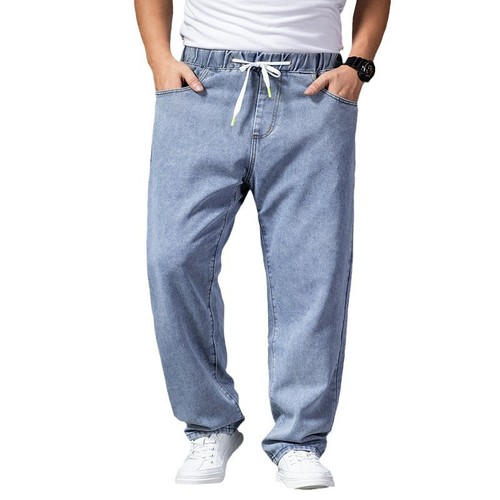 Men's Straight Leg Loose Winter/Spring Denim Jeans, Plus Size, Mid-Waist Fat Men's Fatso Men's Stylish Durable Men's Pants