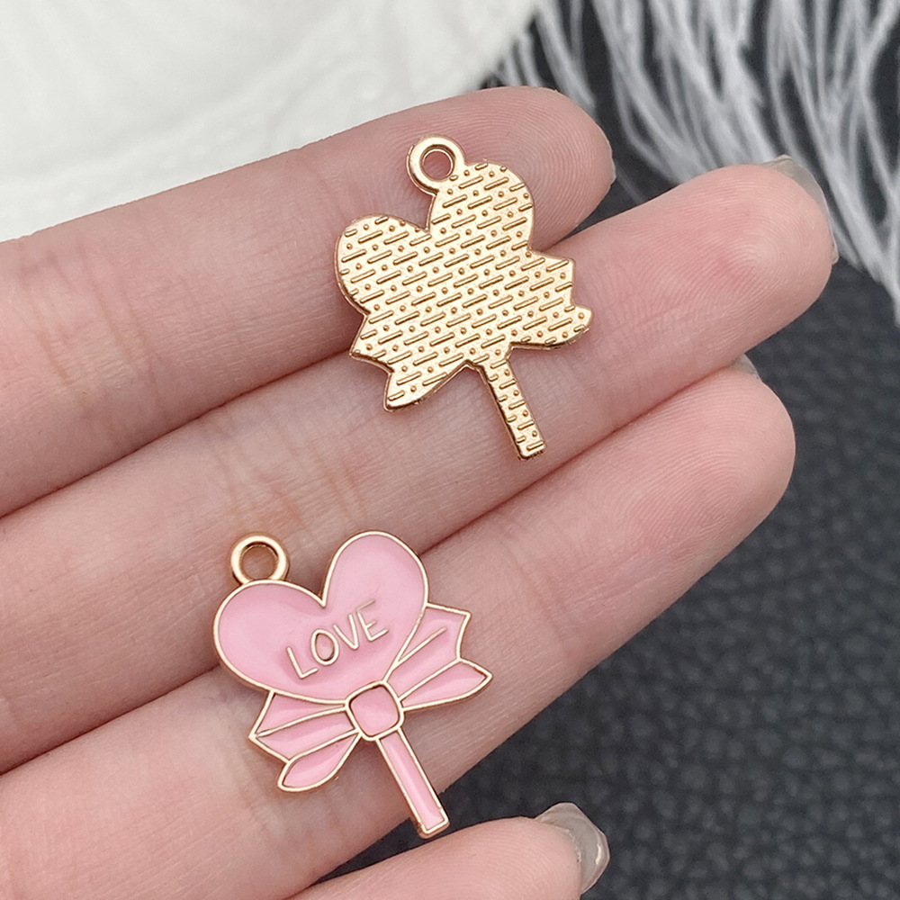 1 gota de Aceite Rosa love love love love Bow piruleta 23x17mm - 21116 - 1G