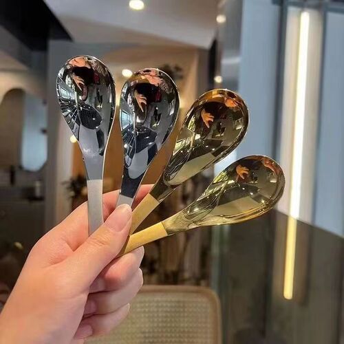 Ins style Internet celebrity stainless steel spoon round bottom spoon household tableware deepened Chinese style eating spoon spoon palace extension spoon