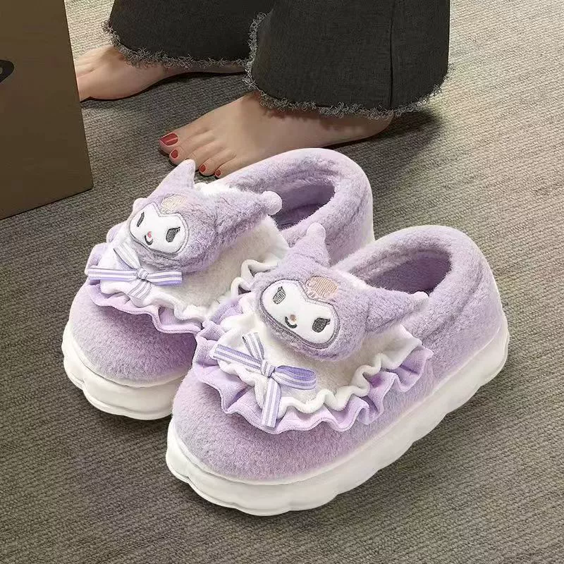 Cute keep warm winter non-slip slippers for students